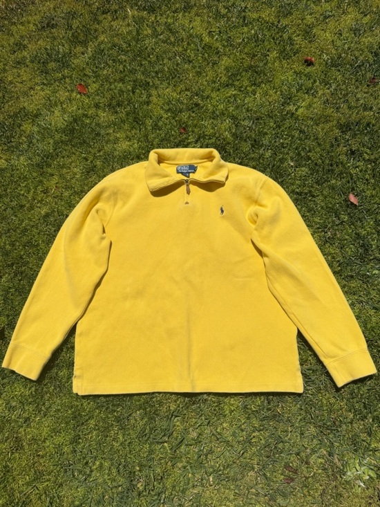 Polo Ralph Lauren Other - Y2K Ralph Lauren Polo Rib Knit Quarter Zip Pullover Sweater Preppy Yellow Large